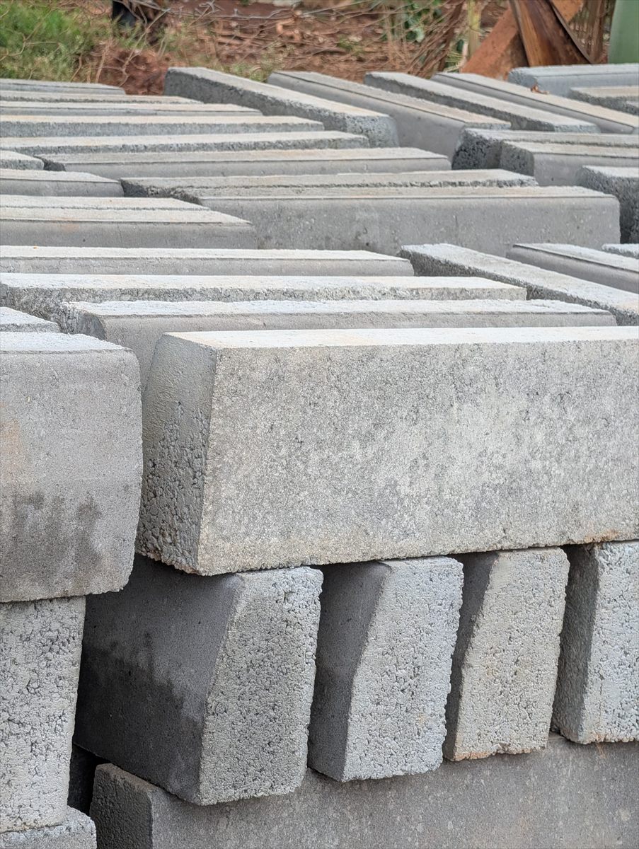 BOKSWA precast concrete kerb stones stacked in the yard